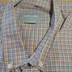 Hugh & Crye Mens Tall/Broad Casual Dress Shirt Multicolor Plaid XL Athletic Fit
